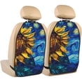 thumbnail image 1 of Fuzoiu Sunflower Starry Night Vibes Print 2 Pack Kick Mat Back Seat Protector With 3 Storage Pockets, Universal Car Seat Back Organizer For Kids Pets, Waterproof Backseat Protector For Most Car, 1 of 8