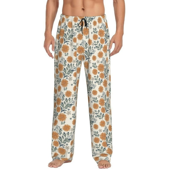 Fuzoiu Sunflowers 5 Print Men's Pajama Pants,Lounge Pants for Men,Lounge PJ Bottoms,Sleepwear Pants with Drawstring Pockets -Medium
