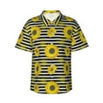thumbnail image 1 of Fuzoiu Sunflowers On Black And White Stripes Print Hawaiian Shirt for Men, Summer Beach Casual Short Sleeve Button Down Shirts, Men’s Beach Summer Shirts with Pocket,X-Large, 1 of 7