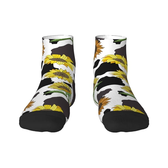Fuzoiu Sunflowers Country Print Adult Socks, Crew Moisture-wicking Socks, Unisex Cushion Crew Socks,Casual Sports Ankle Socks