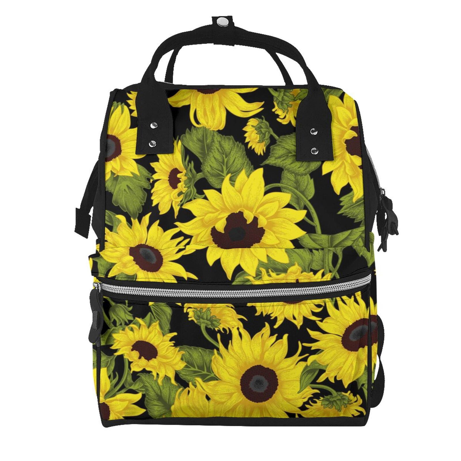 Fuzoiu Sunflowers In Vintage Print Diaper Bag Backpack,Baby Essentials Travel Tote,Multi function Waterproof Diaper Bag, Travel Essentials Baby Bag - Unisex