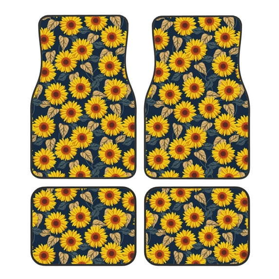 Fuzoiu Sunflowers Print Carpet Floor Mats for Car,Car Foot Mat Set,Universal Fit 4 Piece Mat Pad Set,Fits Most Cars Trucks Vans Sedans SUV Auto Carpet Mat Se