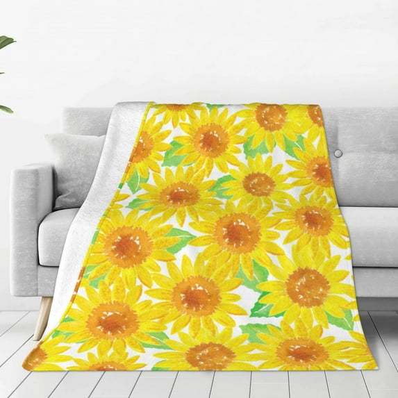 Fuzoiu Sunflowers2 Print Ultra-Soft Micro Fleece Blanket,All Seasons Flannel Throw, Lightweight Blanket for Bed, Sofa, Couch, Movie Night, Camping, and Travel-80"x60"