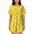 thumbnail image 1 of Fuzoiu Sunflowers2 Print Women's Short-Sleeved Pajama Set,Lounge Sleepwear Set,Womens Pajama Sets 2 Piece,Button-Up Top and Shorts with Pockets-Medium, 1 of 7