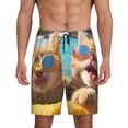 thumbnail image 1 of Fuzoiu Sunglasses Beach Kittens Print Pajama Shorts for Men, Men's Pajama Bottoms,Mens Lounge Sleepwear,Pajama Pants with Pocket-Small, 1 of 6