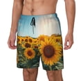 thumbnail image 1 of Fuzoiu Sunlit Sunflower Field Print Men's Swim Shorts,Quick-Dry Double-Layer Swim Trunks,Board Trunks,Beach Shorts Swimwear Bathing Suits-3X-Large, 1 of 6