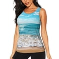 thumbnail image 1 of Fuzoiu Sunny Ocean Waves Print Women's Workout Tank Top,Athletic Racerback Sports Tank,Tops Sleeveless Running Loose Fit Yoga Tops,Active Shirts for Yoga, Running, and Gym-Large, 1 of 7