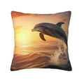thumbnail image 1 of Fuzoiu Sunset Dancing Dolphin A Print Square Pillow Cover,Hidden Zipper Design,Luxury Square Pillow Case, Throw Pillow,Couch Cushion-16"x16", 1 of 7