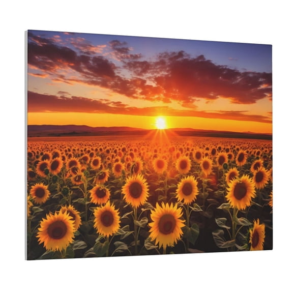 Fuzoiu Sunset Golden Sunflower Field Print Canvas Wall Art for Bathrooms,Wall Decor for Bedroom,Framed Artwork for Wall,Modern Wall Decorations Prints Picture for Kitchen Home
