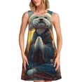 thumbnail image 1 of Fuzoiu Sunset Meditating Bichon Frise Print Women's Sleeveless Dress,Summer Dresses for Women,Casual Sundresses,Beach Sleeveless T-shirt Swing Dress with Pockets, 1 of 7
