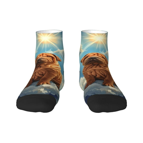 Fuzoiu Sunshine Cloud Bulldog Print Adult Socks, Crew Moisture-wicking Socks, Unisex Cushion Crew Socks,Casual Sports Ankle Socks