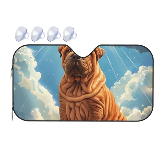Fuzoiu Sunshine Cloud Bulldog Print Car Windshield Sunshade,Foldable Reflective Sun Visor,Windshield Sun Shade,UV Rays Sun Visor Shade,Auto Front Sun Shield Shade-Medium