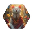 thumbnail image 1 of Fuzoiu Sunshine Flower Meditating Cat Print Leather Coasters Set,Drink Coasters Set of 6,for Tabletop Protection, Durable PVC Coasters,Home Décor and Housewarming Gift,Hexagon, 1 of 7