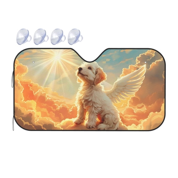 Fuzoiu Sunshine Golden Cloud Dog Print Car Windshield Sunshade,Foldable Reflective Sun Visor,Windshield Sun Shade,UV Rays Sun Visor Shade,Auto Front Sun Shield Shade-Medium