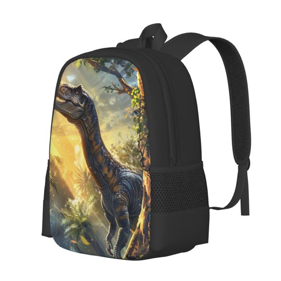 Fuzoiu Sunshine Jungle Dinosaur Print Large Capacity Backpack,Travel Backpack,Laptop Bag,College School Rucksack Bag,for School, Travel & Outdoor Activities
