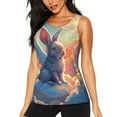 thumbnail image 1 of Fuzoiu Sunshine Winged Rabbit Print Women's Workout Tank Top,Athletic Racerback Sports Tank,Tops Sleeveless Running Loose Fit Yoga Tops,Active Shirts for Yoga, Running, and Gym-Large, 1 of 7