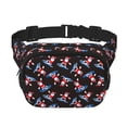 thumbnail image 1 of Fuzoiu Surfing Santa Print Unisex Square Double Layer Waist Bag,Crossbody Fanny Pack Travel Workout Accessory, 1 of 9