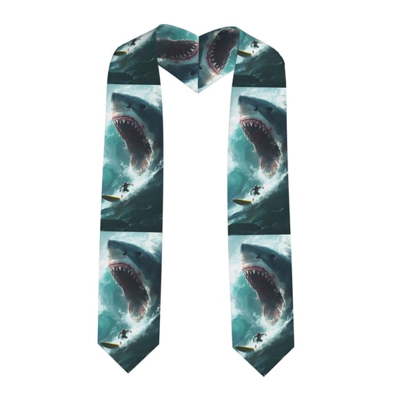 Fuzoiu Surfing Shark Print Graduation Sash,Graduation Stole,Unisex Adult Graduation Stole Shawl 91" Long,for Academic Commencements Shawl-Sharp Corner
