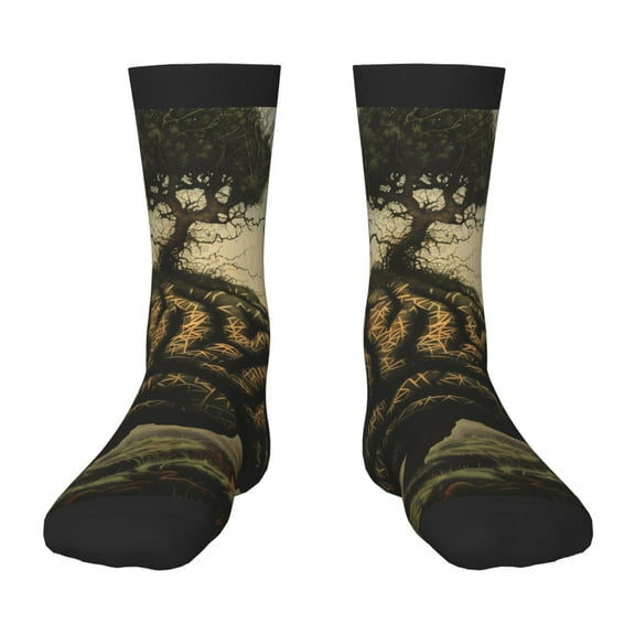 Fuzoiu Surreal Brain Tree Print Kids Socks For Boys Girls,Grip Crew Socks with Non Slip,Lightweight Stretch Crew Socks,Toddlers Crew Boot Socks