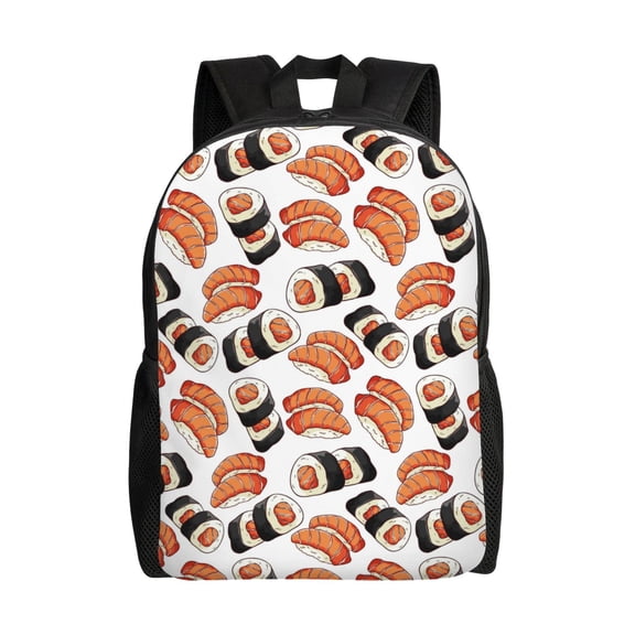 Fuzoiu Sushi Roll Print Laptop Backpack,Work Business Backpacks, Large Capacity Nurse Bag College Bookbag for School, Waterproof Casual Daypack for Travel