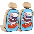 thumbnail image 1 of Fuzoiu Sushi Salmon Surfing Print 2 Pack Kick Mat Back Seat Protector With 3 Storage Pockets, Universal Car Seat Back Organizer For Kids Pets, Waterproof Backseat Protector For Most Car, 1 of 8