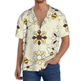 thumbnail image 1 of Fuzoiu Sweet Bee Print Men's Casual Short,Men's Short Sleeve Shirt,Mens Casual Button Down Shirts,Cuban Collar Summer Shirt for Beach, Vacation, and Outdoor Activities-Large, 1 of 5