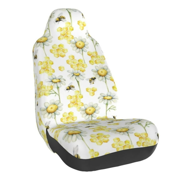 Fuzoiu Sweet Honey Print Elastic Car Seat Covers, Seat Cover Protector,Universal Fit Interior Covers for Most Cars,Washable Seat Cover Non Slip for SUV,Sedan,Van