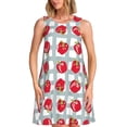 thumbnail image 1 of Fuzoiu Sweet Red Fruit Print Women's Sleeveless Dress,Summer Dresses for Women,Casual Sundresses,Beach Sleeveless T-shirt Swing Dress with Pockets, 1 of 7