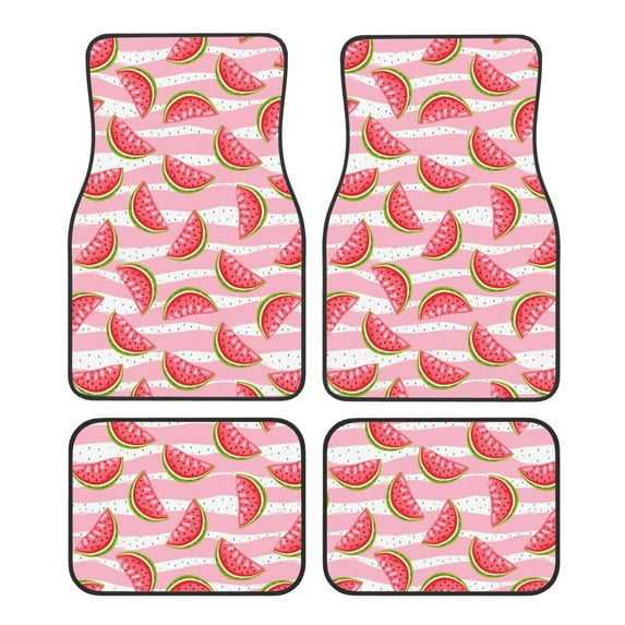Fuzoiu Sweet Watermelon Print Carpet Floor Mats for Car,Car Foot Mat Set,Universal Fit 4 Piece Mat Pad Set,Fits Most Cars Trucks Vans Sedans SUV Auto Carpet Mat Se