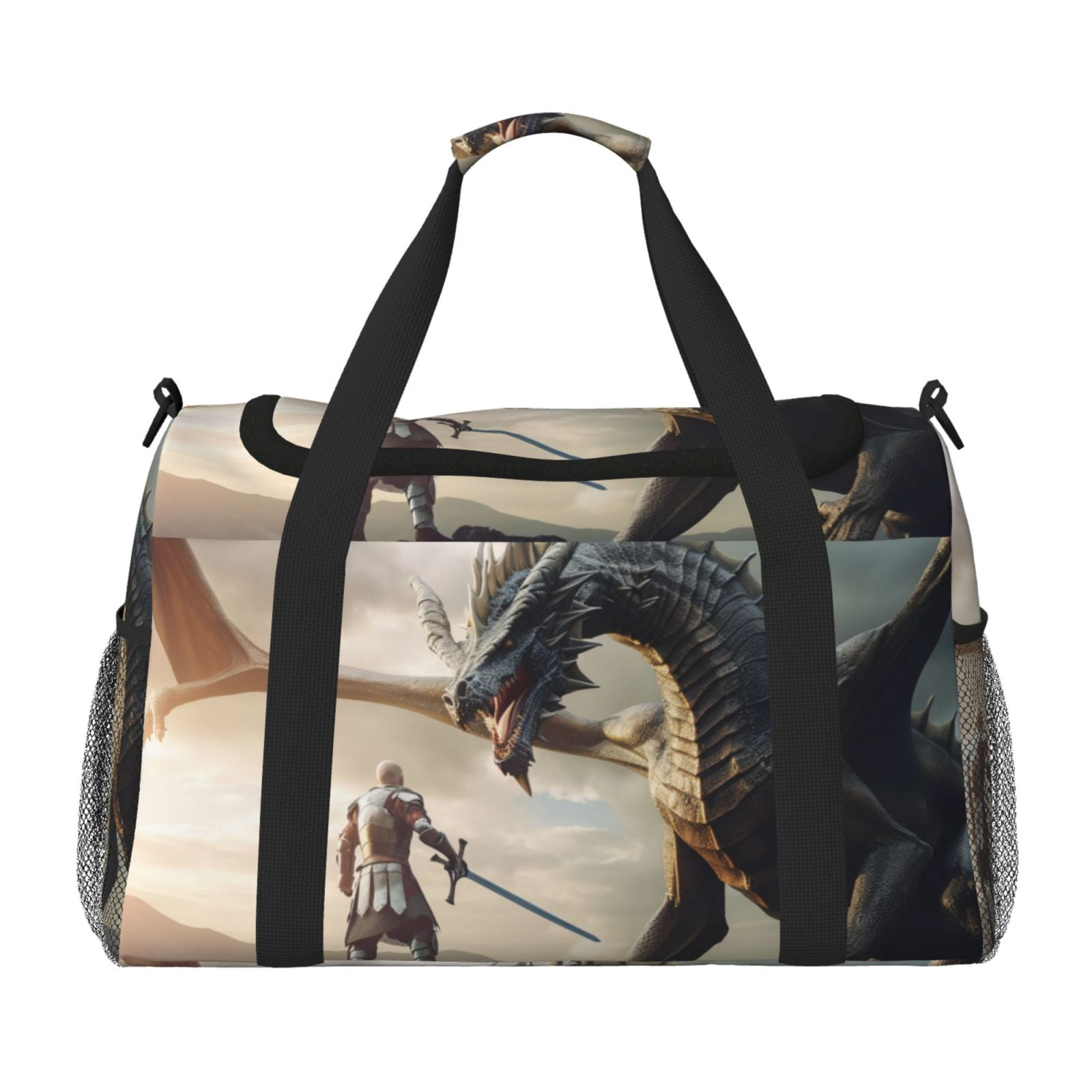 Fuzoiu Swordsman Cool Dragon Print Travel Duffle Bag,Carry On Tote Bags,Duffel Bag,Sport Gym Bag, Hospital Bag for Labor and Delivery, Overnight Bag,Luggage Bag