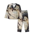 thumbnail image 1 of Fuzoiu Swordsman Cool Dragon Print Women's Long-Sleeved Pajama,Lounge Button Down Nightwear,Womens Notch Collar Pajama Set-X-Large, 1 of 7