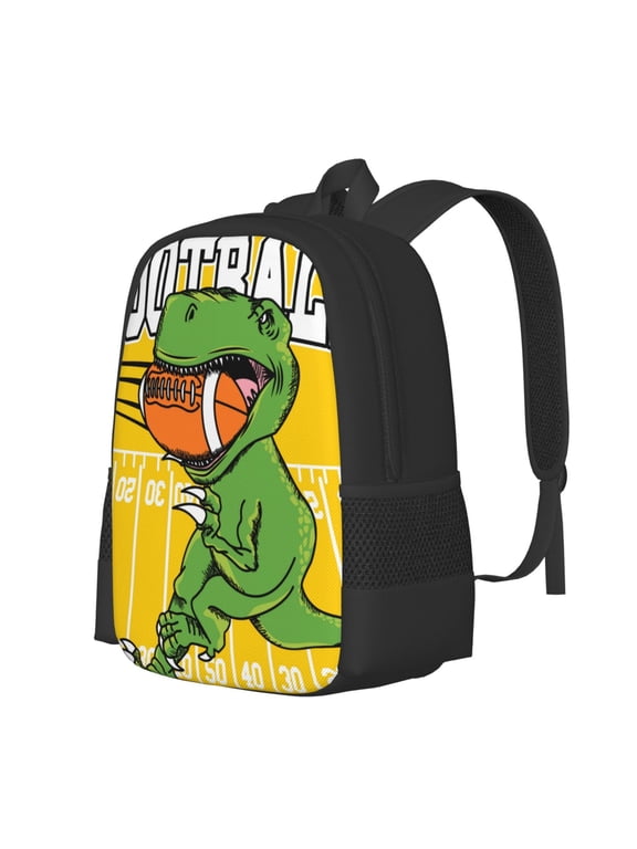 T-Rex Playing Football Print Large Capacity Backpack,Travel Backpack,Laptop Bag,College School Rucksack Bag,for School, Travel & Outdoor Activities