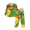 thumbnail image 1 of Fuzoiu T-Rex Playing Football Print Men's Long-Sleeved Pajama,Lounge Button Down Nightwear,Mens Notch Collar Pajama Set -X-Large, 1 of 7