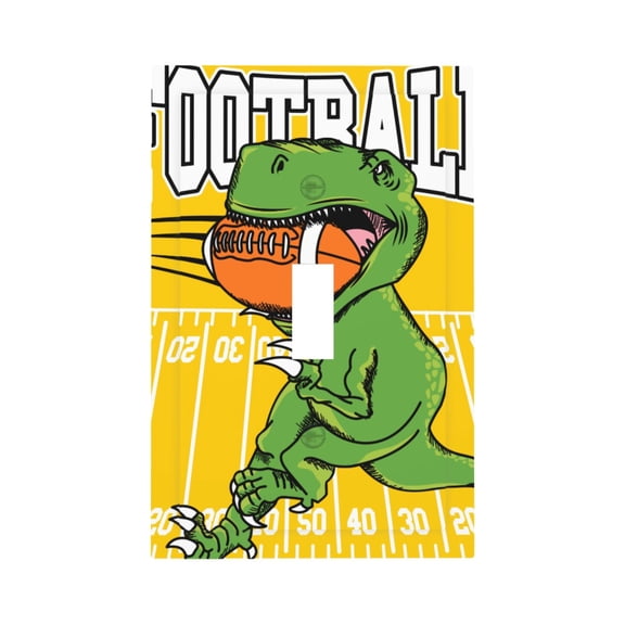 Fuzoiu T-Rex Playing Football Print Single Duplex Outlet Cover Plate, Light Switch Cover, for Receptacle Light Switch, Switch Cover Decorative Wallplate-Style T
