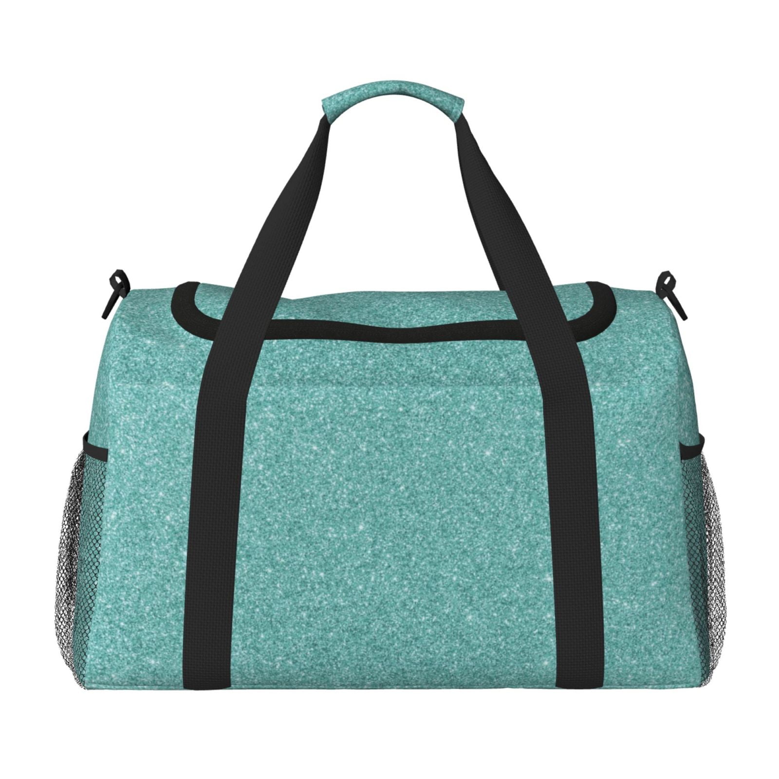 Fuzoiu Teal Green Glitter Print Travel Duffle Bag,Carry On Tote Bags,Duffel Bag,Sport Gym Bag, Hospital Bag for Labor and Delivery, Overnight Bag,Luggage Bag