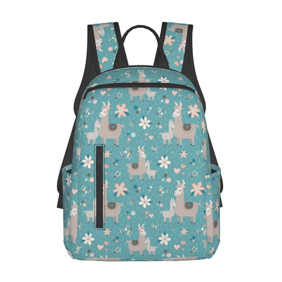 Fuzoiu Teal Mama Llama Print Lightweight Daypack,Weekender Bag for Men and Women, Travel Backpack with Padded Straps for School, Travel & Work