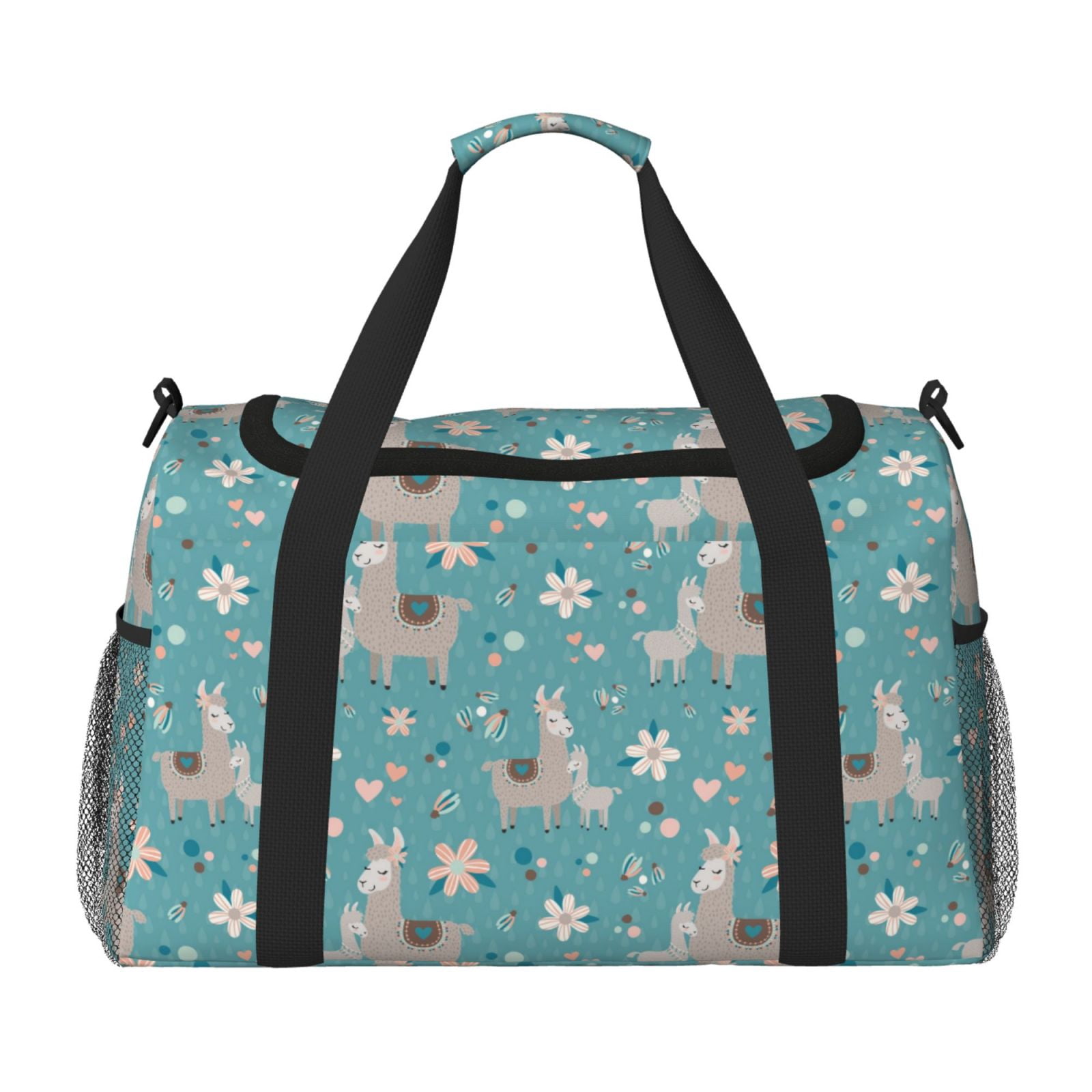 Fuzoiu Teal Mama Llama Print Travel Duffle Bag,Carry On Tote Bags,Duffel Bag,Sport Gym Bag, Hospital Bag for Labor and Delivery, Overnight Bag,Luggage Bag