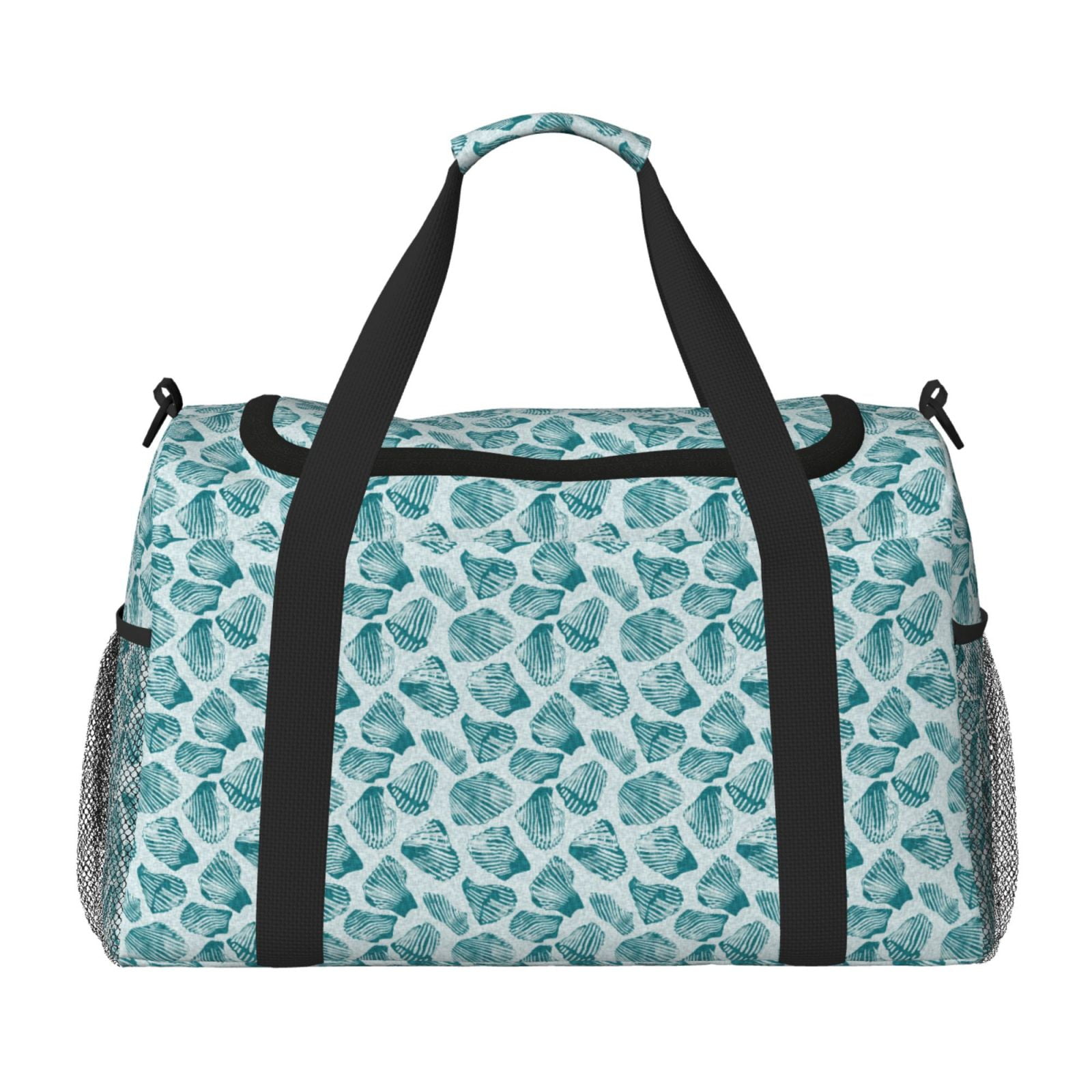 Fuzoiu Teal turquoise shell Print Travel Duffle Bag,Carry On Tote Bags,Duffel Bag,Sport Gym Bag, Hospital Bag for Labor and Delivery, Overnight Bag,Luggage Bag