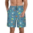 thumbnail image 1 of Fuzoiu Teeth Cosmonaut Print Men's Beach Shorts,Men's Swim Trunks,Quick Dry Board Shorts with Pockets,Men's Bathing Suits for Surfing, Running, and Casual Wear-Small, 1 of 6