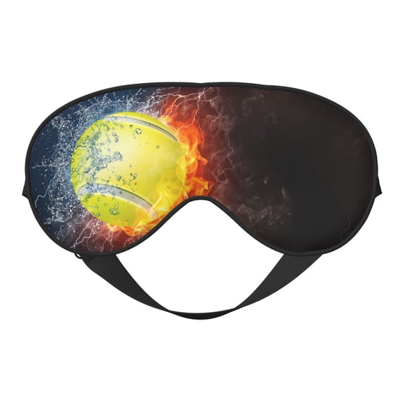 Fuzoiu Tennis Ball On Fire And Water Print Sleep Masks,Eye Masks with Adjustable Strap for Sleeping,Night Eye Shade for Women Men,Eye Cover for Full Night's Sleep, Travel and Nap