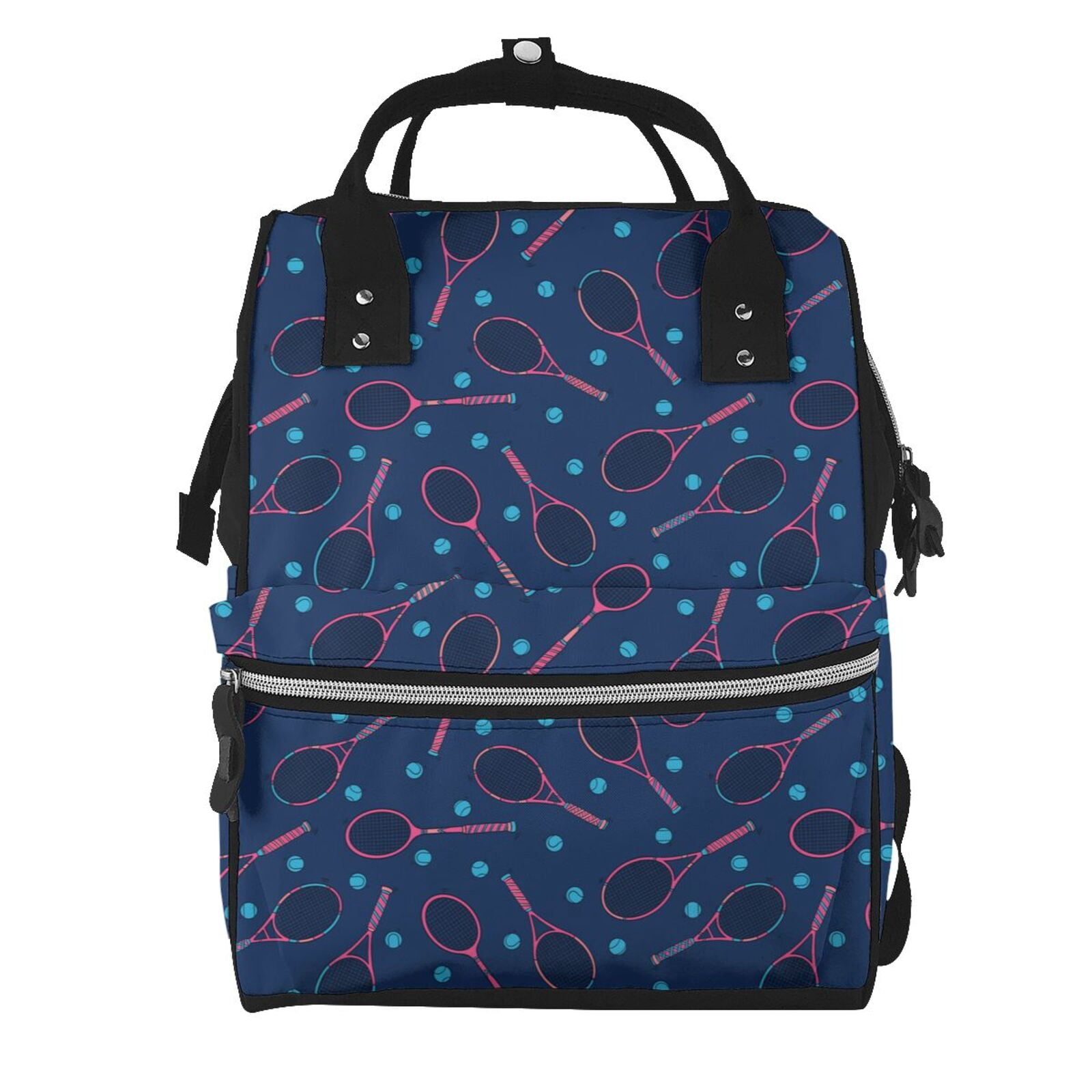 Fuzoiu Tennis Racket Print Diaper Bag Backpack,Baby Essentials Travel Tote,Multi function Waterproof Diaper Bag, Travel Essentials Baby Bag - Unisex