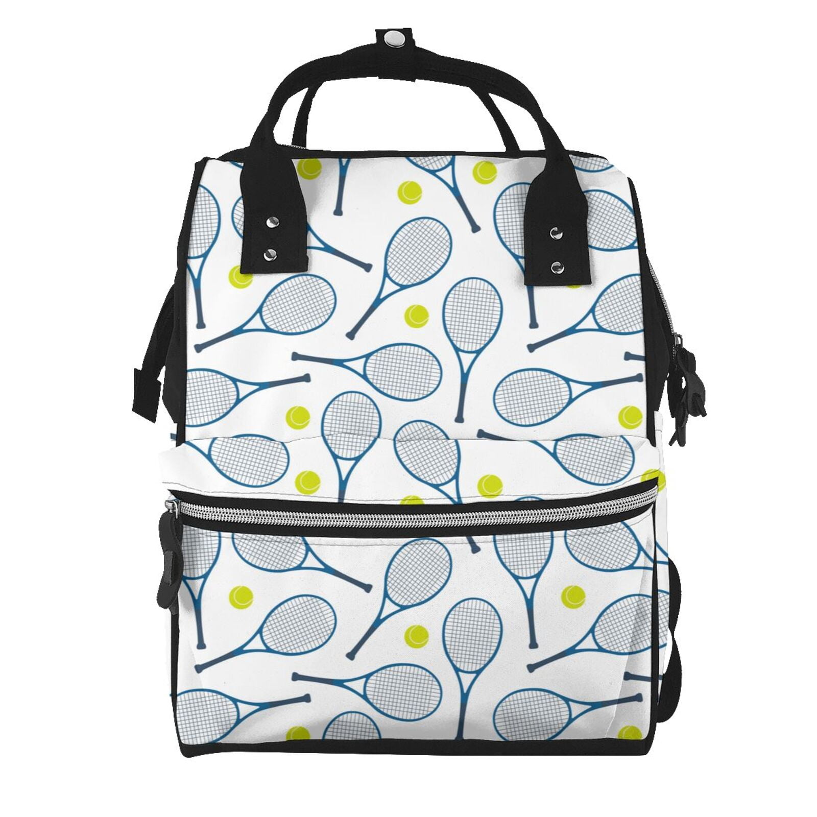 Fuzoiu Tennis Rackets And Balls Print Diaper Bag Backpack,Baby Essentials Travel Tote,Multi function Waterproof Diaper Bag, Travel Essentials Baby Bag - Unisex