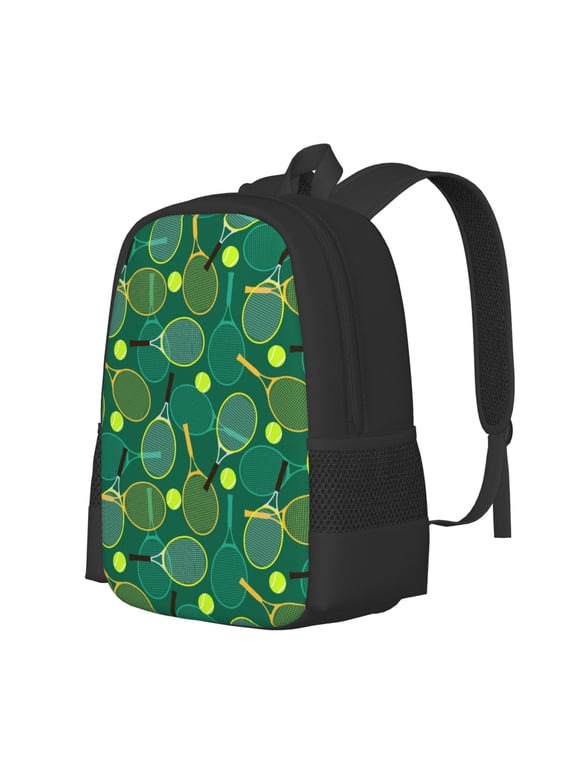 Tennis Rackets and Balls Print Large Capacity Backpack,Travel Backpack,Laptop Bag,College School Rucksack Bag,for School, Travel & Outdoor Activities
