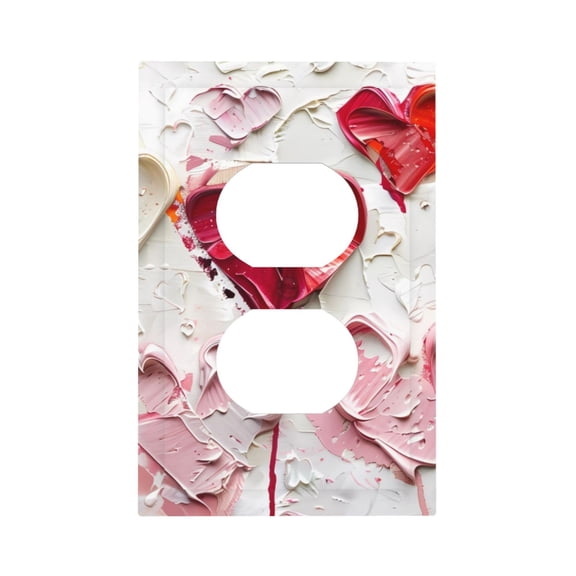 Fuzoiu Textured Heart Abstract Art Print Single Duplex Outlet Cover Plate, Light Switch Cover, for Receptacle Light Switch, Switch Cover Decorative Wallplate-Style S