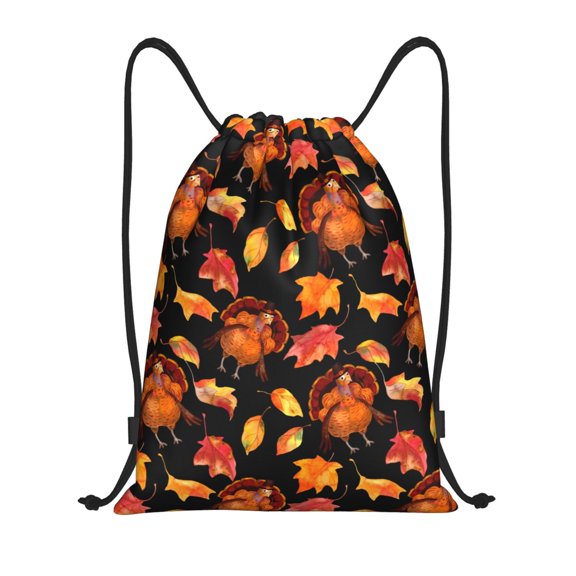 Fuzoiu Thanksgiving Turkey 1 Print Drawstring Backpack for Gym, Travel, Yoga,Sports Sackpack String Bag for Women Men-Medium
