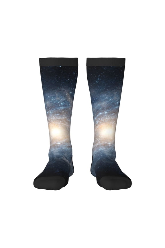 The Galaxy Print Adult Stockings,Crew Socks,Unisex Fashion Socks, Casual Sports Socks,Comfortable Crew Socks for Everyday Wear and Sports