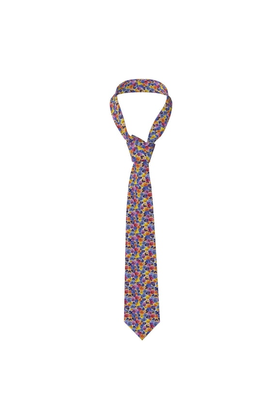 The Garden Tricolor Pansy Flower Print Men's Necktie,Business Necktie,Mens Ties for Business Wedding Graduation