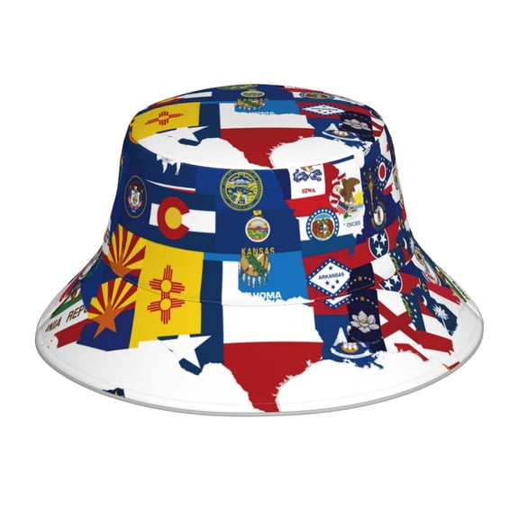 Fuzoiu The Map Of United States Print Reflective Bucket Hat,Outdoor Hat for Men and Women,Bucket Hat for Travel Fishing Hunting Summer Camp