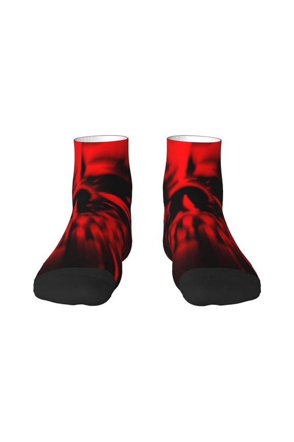 The Red Head Skull Print Adult Socks, Crew Moisture-wicking Socks, Unisex Cushion Crew Socks,Casual Sports Ankle Socks