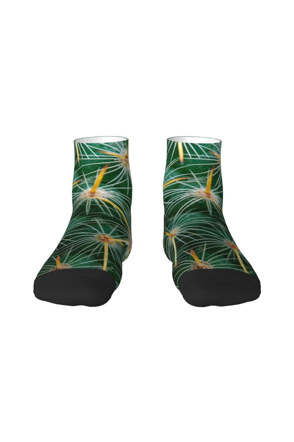 Thorns Of Macro Cactus Print Adult Socks, Crew Moisture-wicking Socks, Unisex Cushion Crew Socks,Casual Sports Ankle Socks